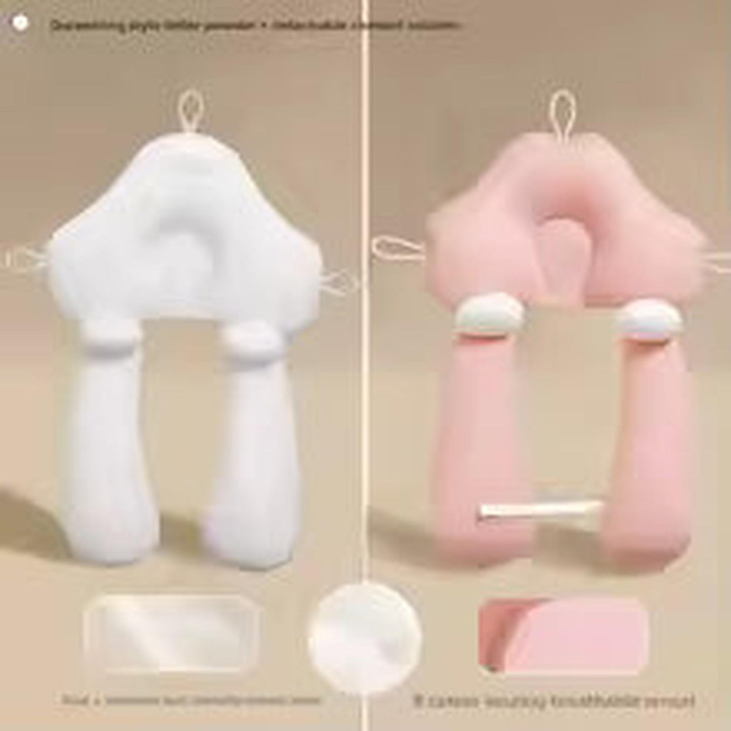 Ergonomic baby sleep pillow in white and pink, offering head and body support.