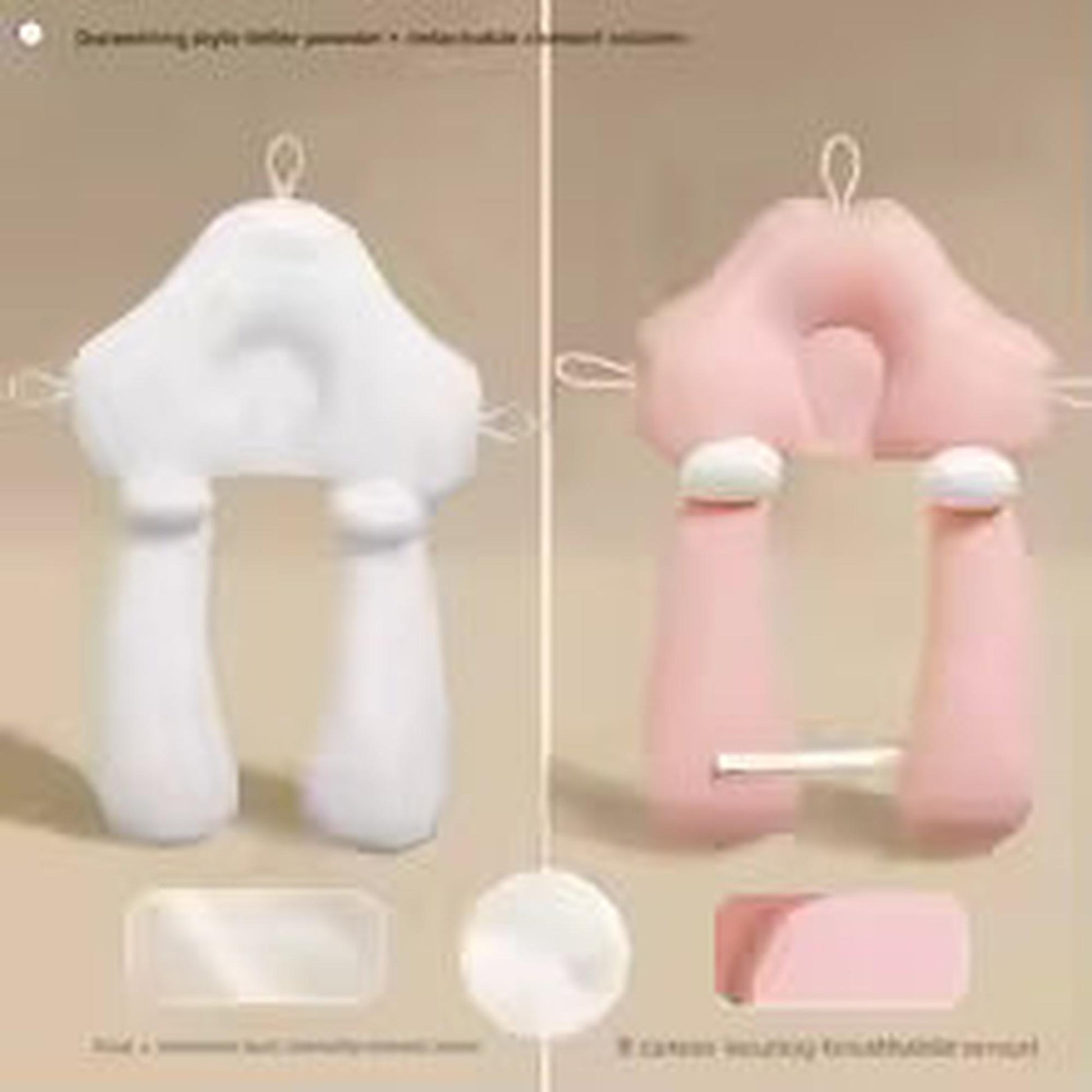 Ergonomic baby sleep pillow in white and pink, offering head and body support.