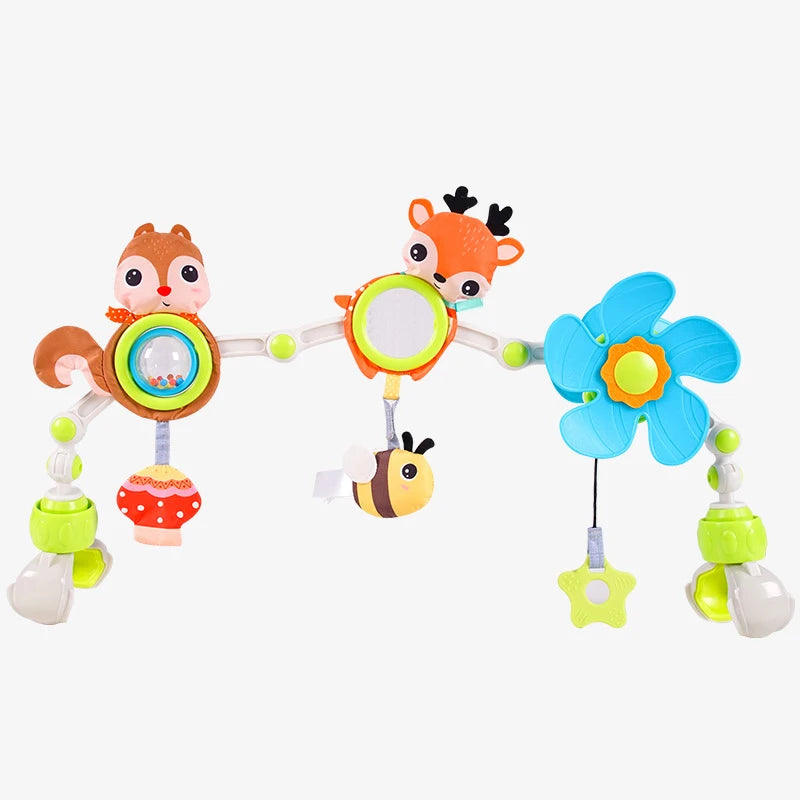 קשת פעילות לתינוק לעגלה עם צעצועים תלויים וקליפסים אוניברסליים
