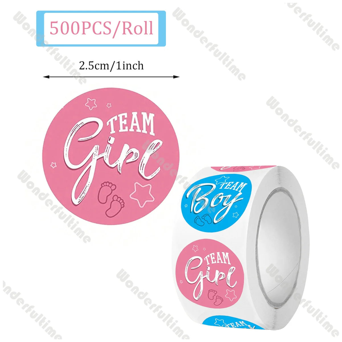 מדבקות לחשיפת מין העובר Team Boy ו-Team Girl 500 יחידות