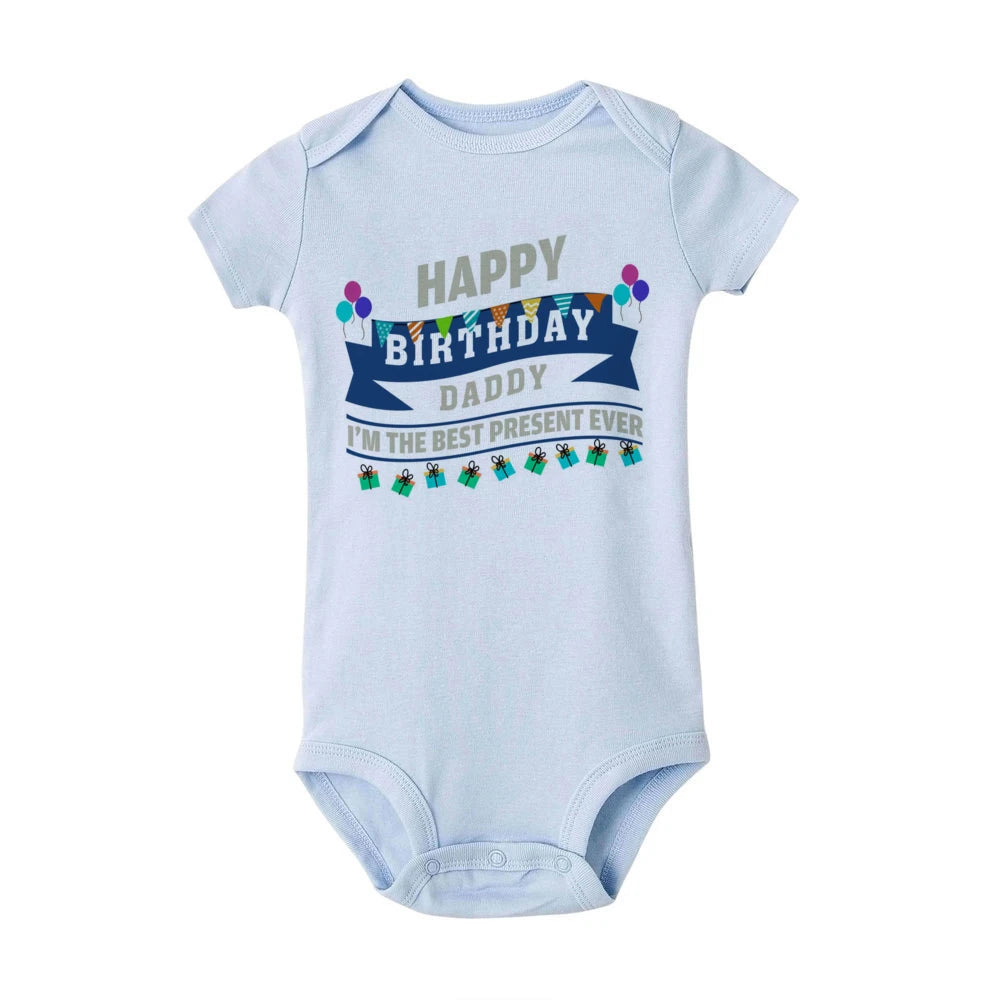 בגד גוף לתינוק Happy Birthday Daddy בעיצוב חגיגי