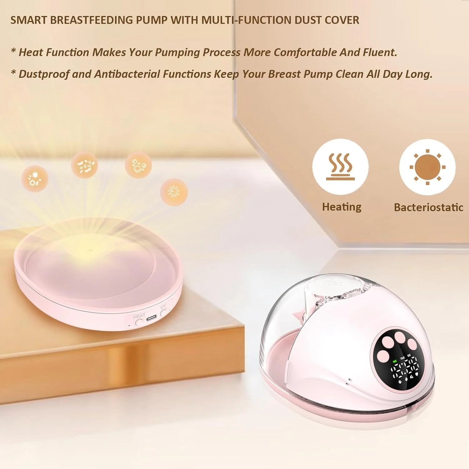 Wearable Hands-Free Electric Breast Pump with Heating Sterilizing Lid