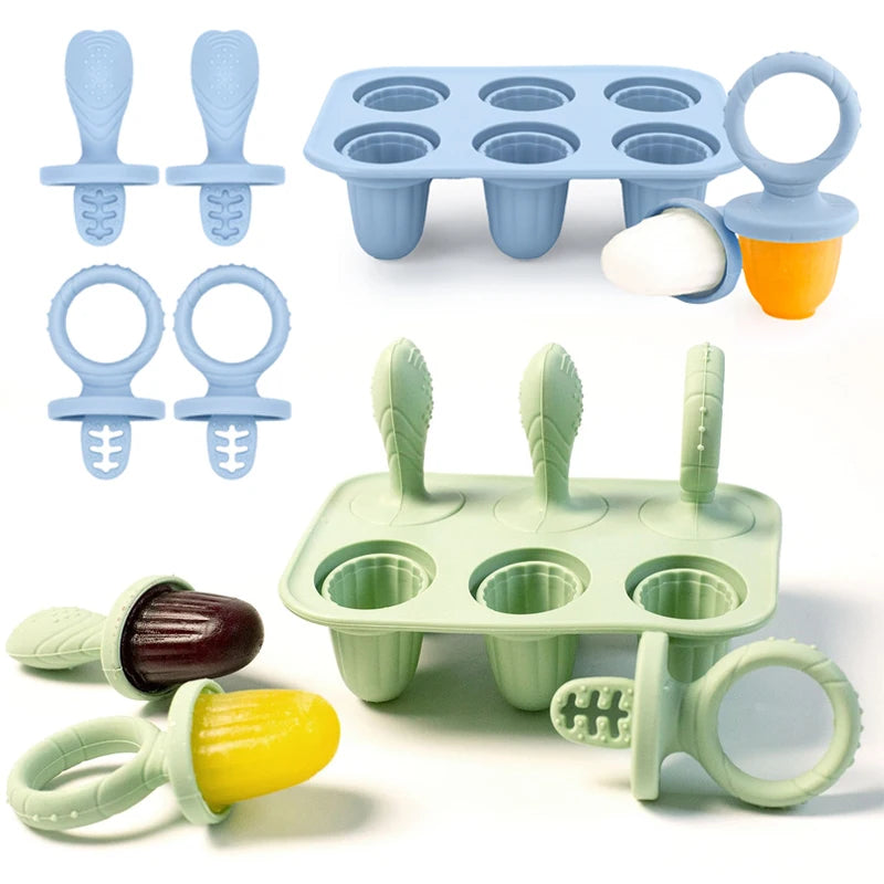 תבנית סיליקון רב-פעמית להכנת ארטיקים לתינוקות 4/6 תאים