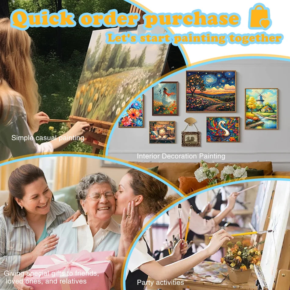 ערכת ציור לפי מספרים נוף עירוני לילי קנבס אקרילי