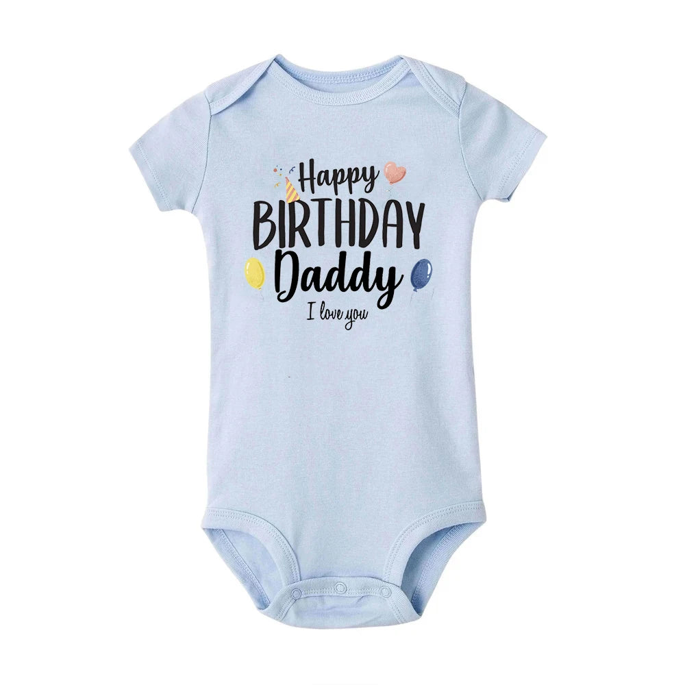 בגד גוף לתינוק Happy Birthday Daddy בעיצוב חגיגי