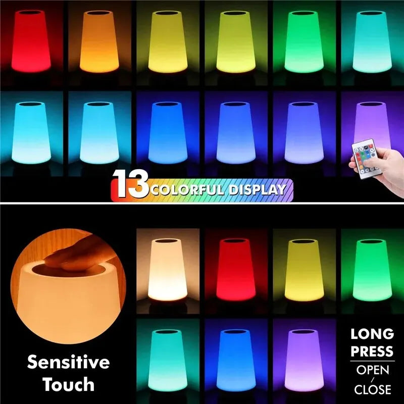מנורת לילה חכמה RGB נטענת עם שלט רחוק ובקרת מגע