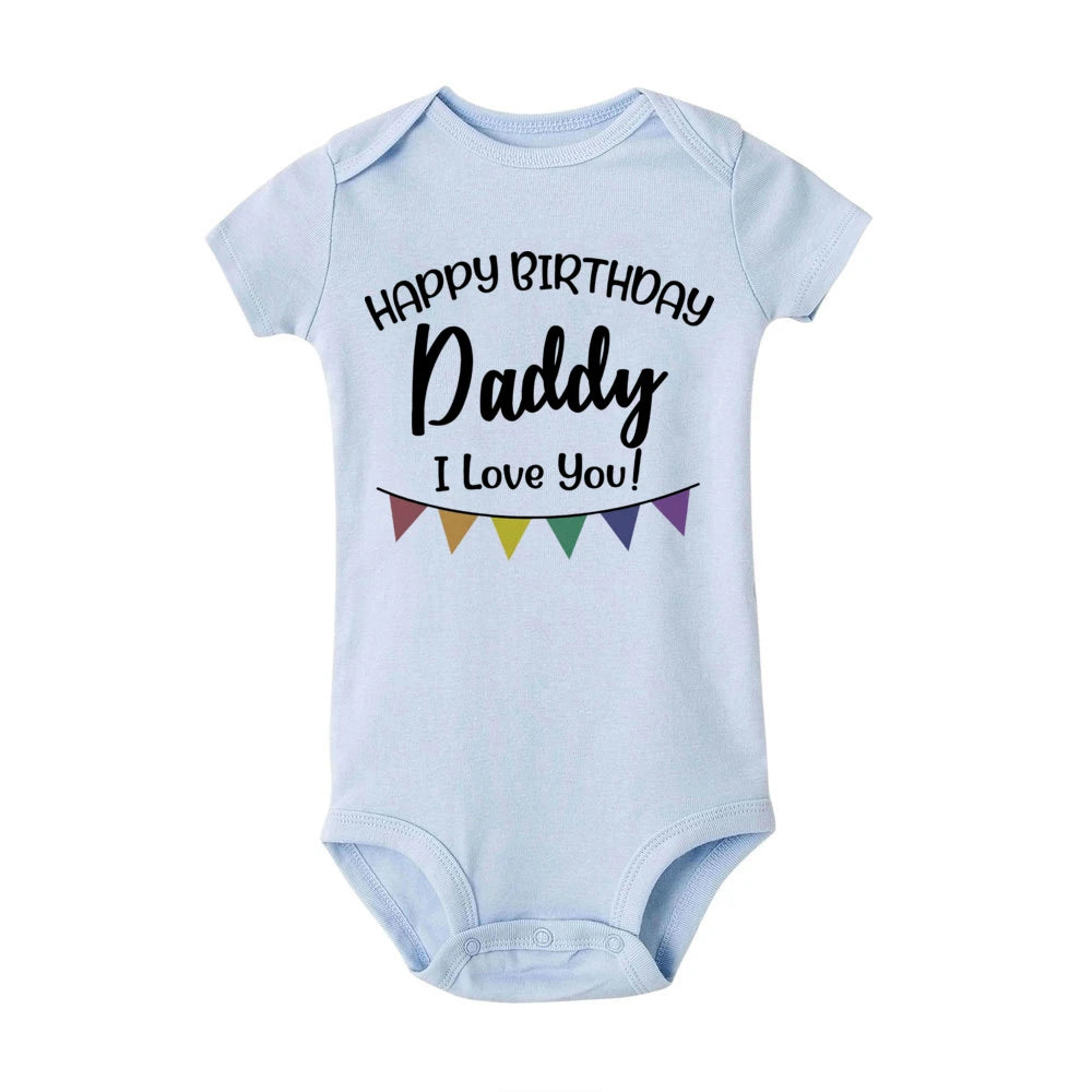 בגד גוף לתינוק Happy Birthday Daddy בעיצוב חגיגי