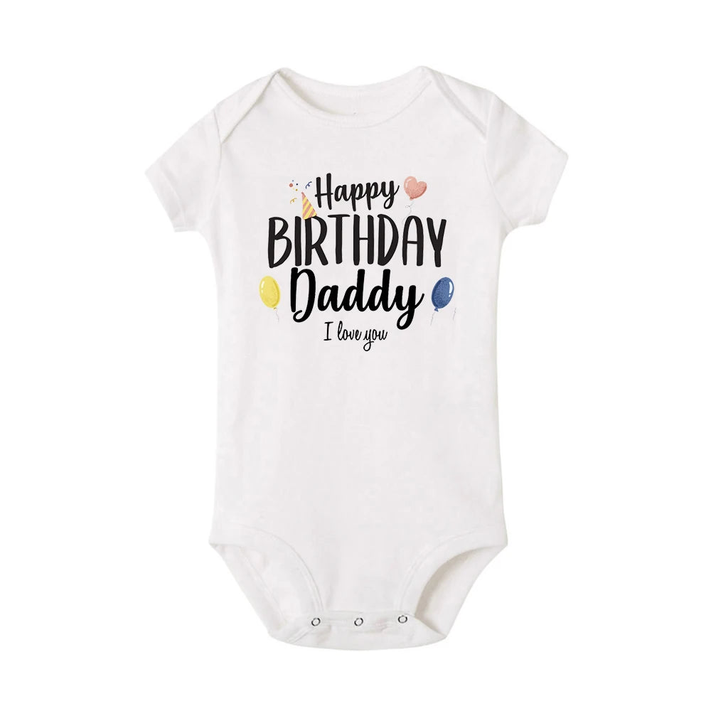 בגד גוף לתינוק Happy Birthday Daddy בעיצוב חגיגי