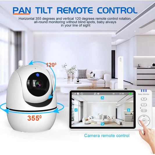 Video Baby Monitor With 5 Inch HD Screen And PTZ Zoom