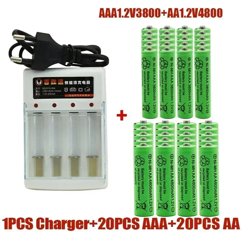 סוללות נטענות Ni-MH למשחקים ומכשירים AA AAA 4800mAh 1.2V