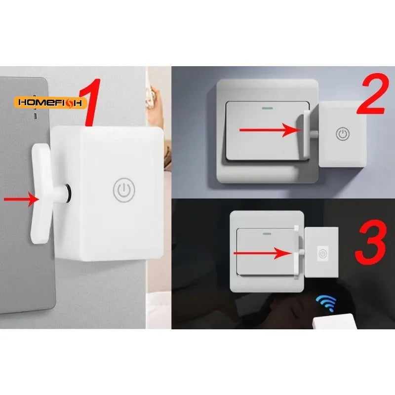 Automatic Remote Control Light Switch Pusher Device White