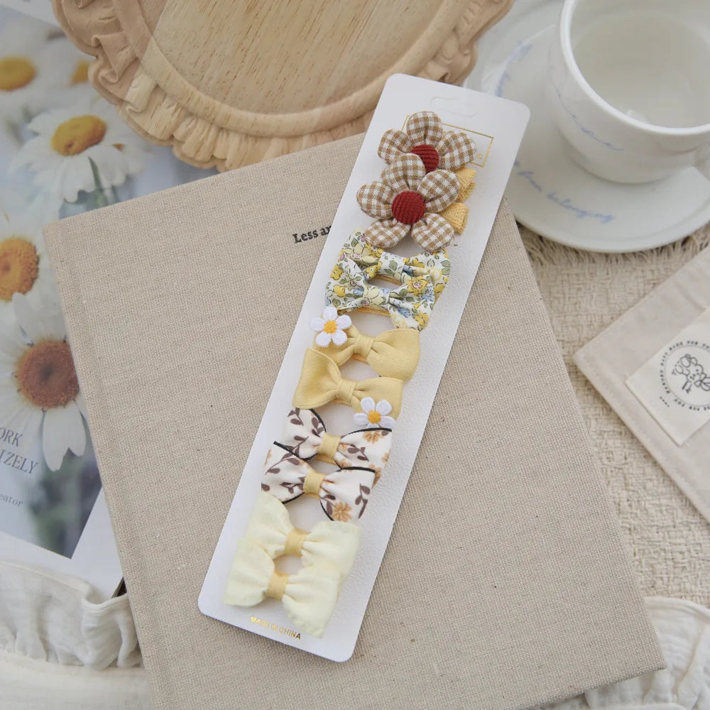 סט 10 סיכות שיער לתינוקות וילדות עם פפיון בד רך