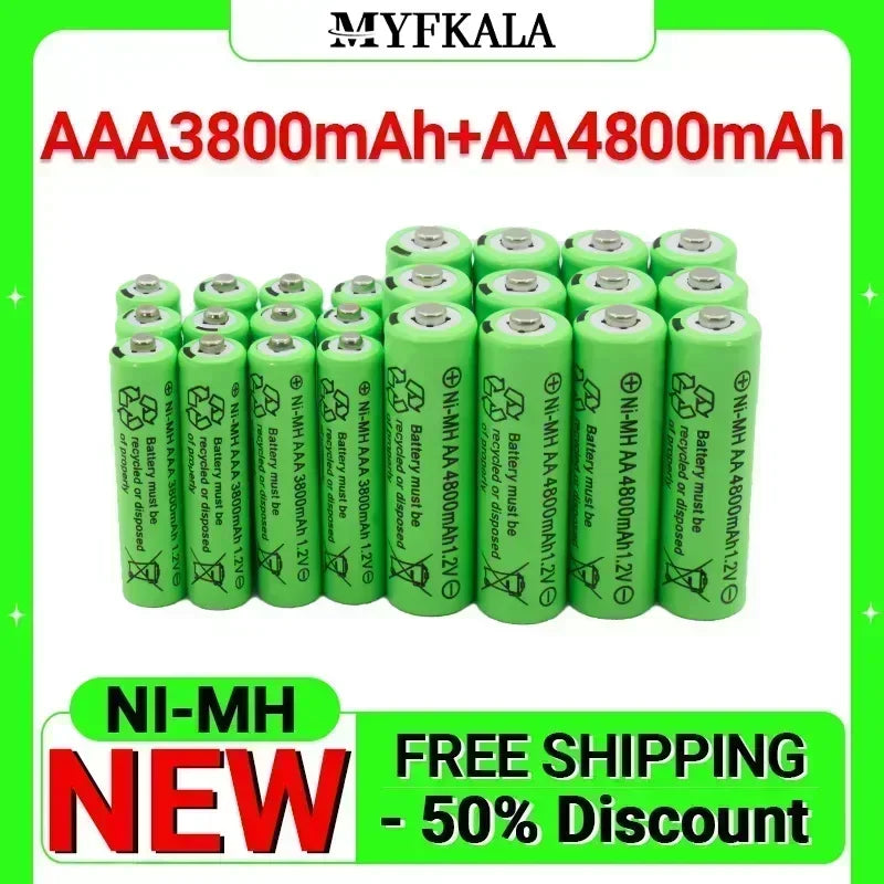 סוללות נטענות Ni-MH למשחקים ומכשירים AA AAA 4800mAh 1.2V