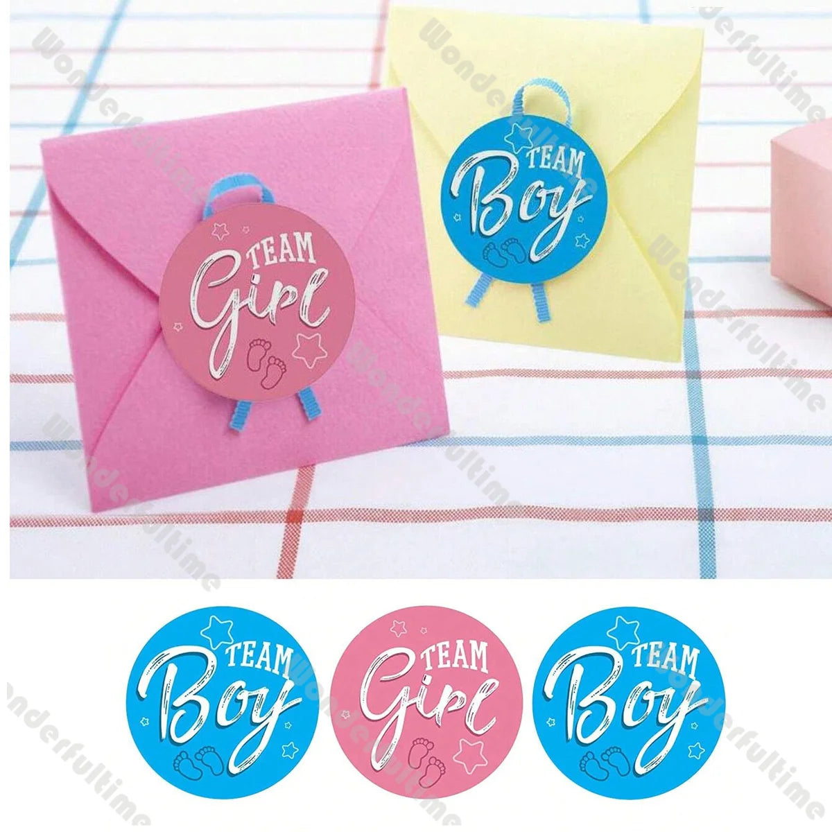 מדבקות לחשיפת מין העובר Team Boy ו-Team Girl 500 יחידות