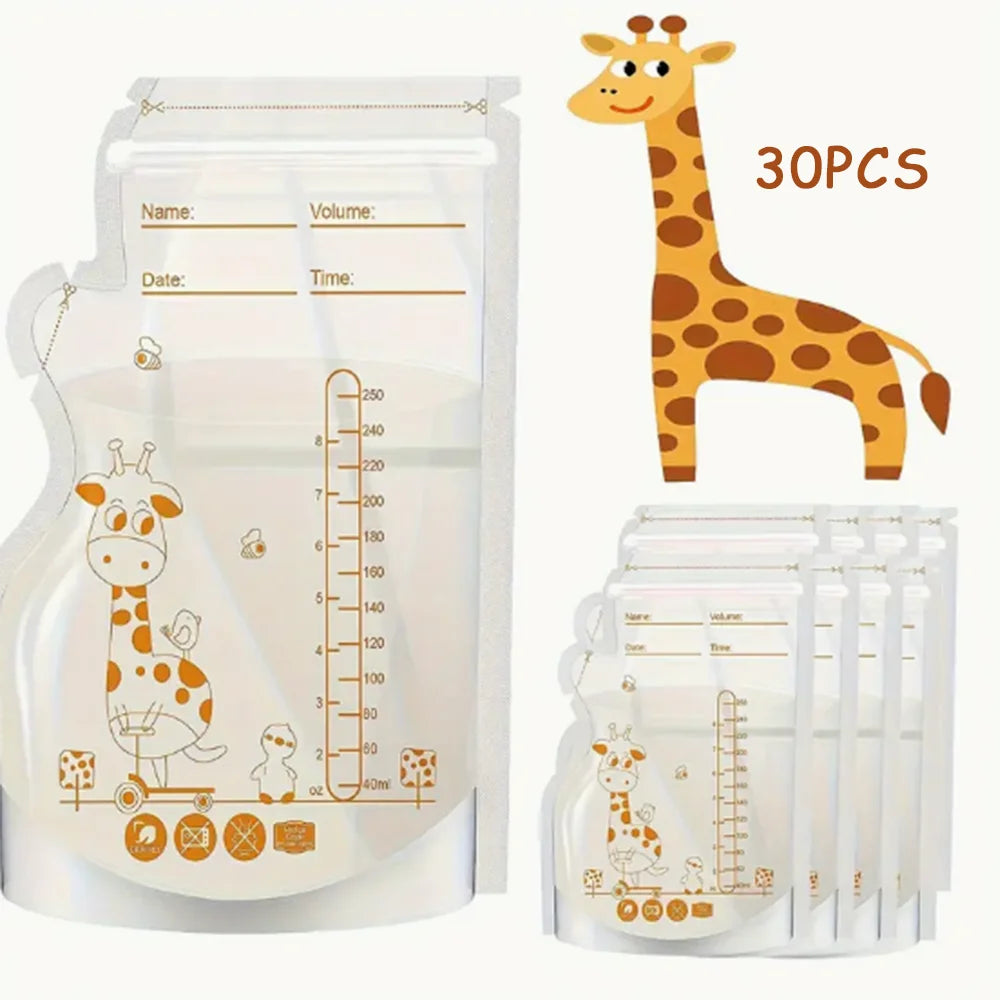 שקיות אחסון חלב אם 250 מ"ל ללא BPA בטוחות להקפאה