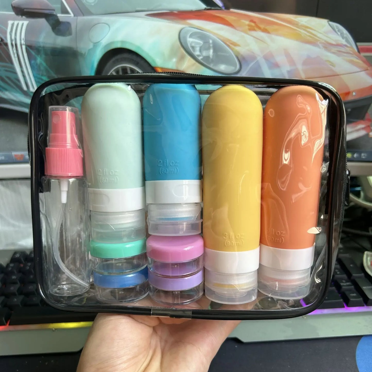 סט בקבוקי נסיעות עמידים למילוי חוזר 17/4 חלקים