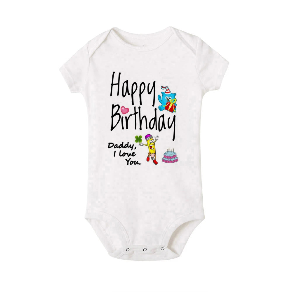 בגד גוף לתינוק Happy Birthday Daddy בעיצוב חגיגי