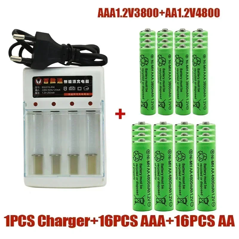 סוללות נטענות Ni-MH למשחקים ומכשירים AA AAA 4800mAh 1.2V