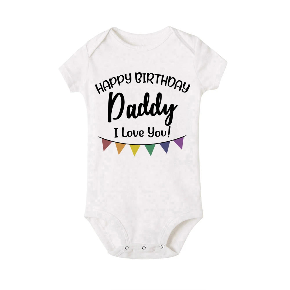 בגד גוף לתינוק Happy Birthday Daddy בעיצוב חגיגי