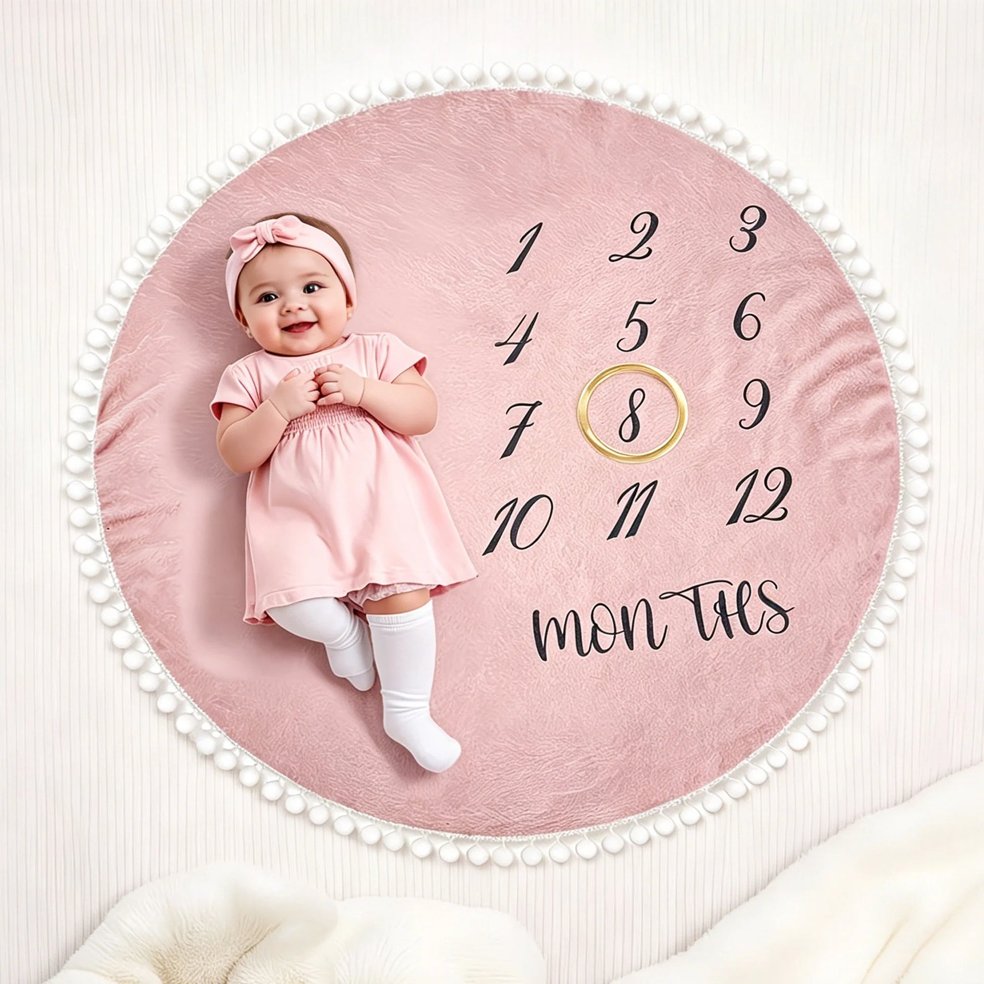 שמיכת אבני דרך לתינוק עם לוח שנה חודשי 100x100 ס"מ