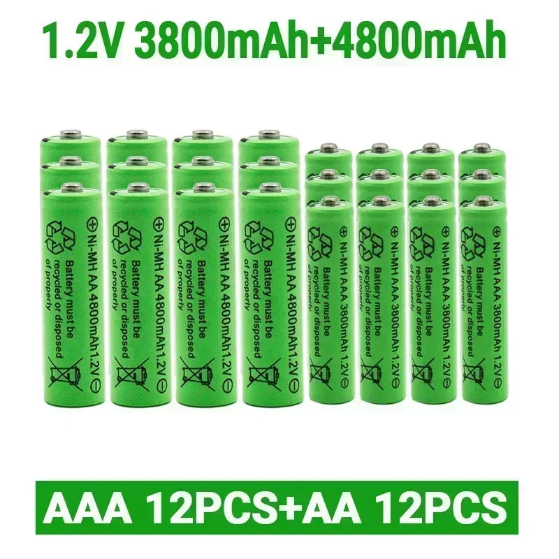 סוללות נטענות Ni-MH למשחקים ומכשירים AA AAA 4800mAh 1.2V