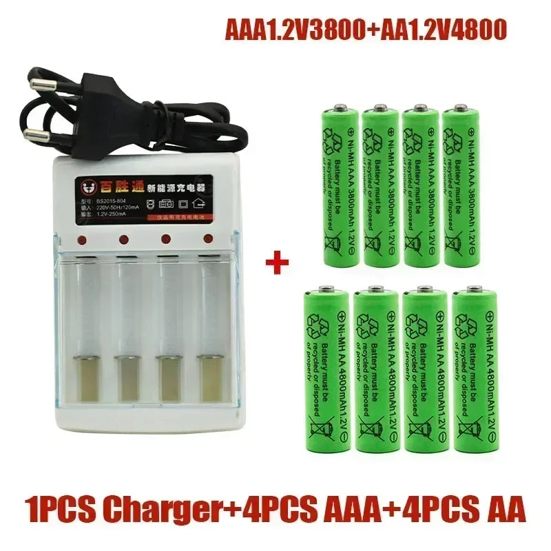 סוללות נטענות Ni-MH למשחקים ומכשירים AA AAA 4800mAh 1.2V