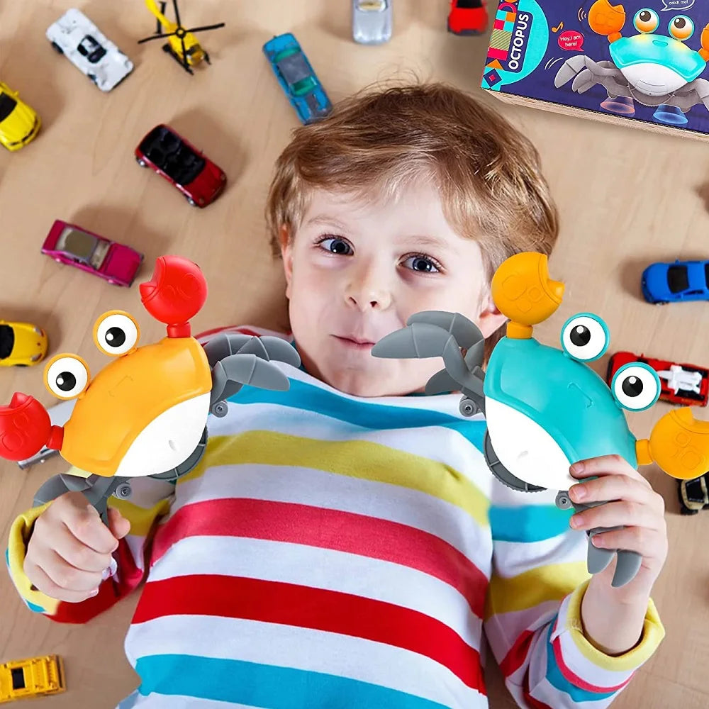 צעצוע סרטן אינטראקטיבי זוחל עם חיישן תנועה ואורות