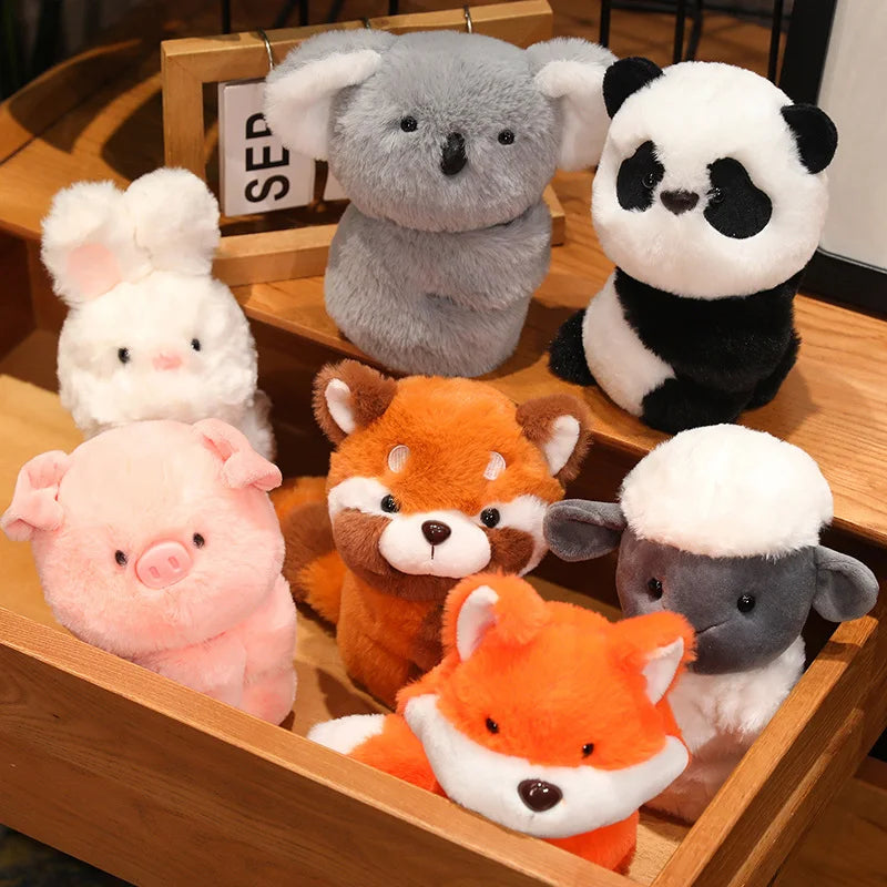 Soft plush animal toys: koala, panda, bunny, pig, fox, and sheep, 20cm, for babies.