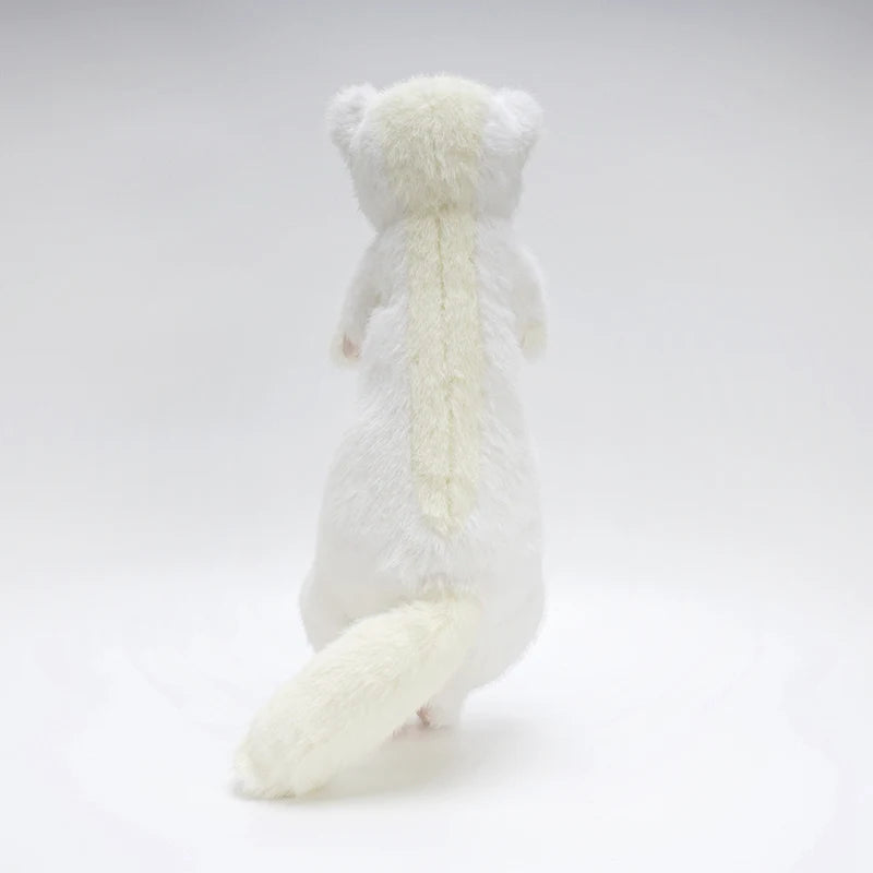 Soft white ferret plush toy, 52cm, with a cream stripe down its back and fluffy tail.
