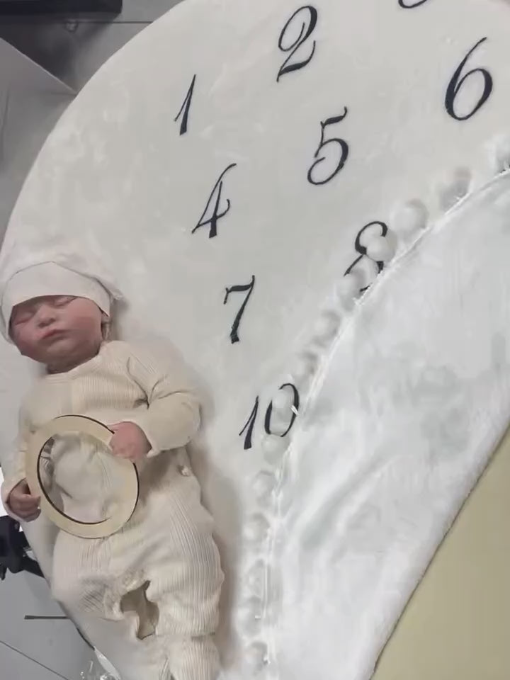 שמיכת אבני דרך לתינוק עם לוח שנה חודשי 100x100 ס"מ