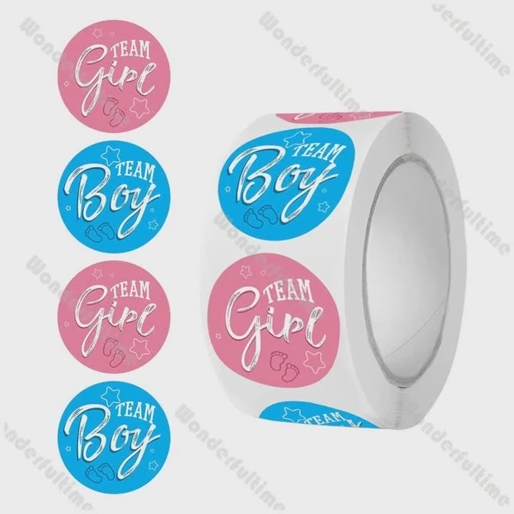 מדבקות לחשיפת מין העובר Team Boy ו-Team Girl 500 יחידות