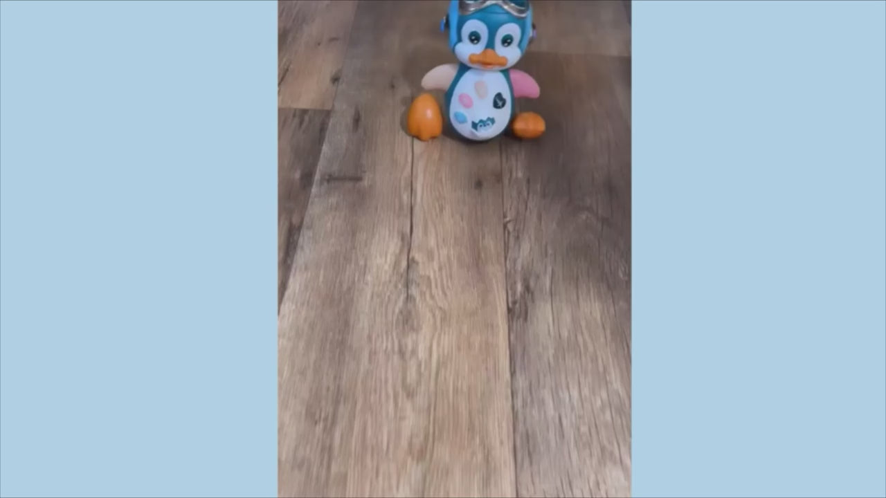 צעצוע פינגווין מוזיקלי זוחל אינטראקטיבי לפיתוח מיומנויות תינוקות עם אורות