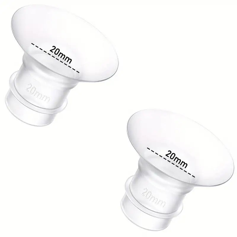 Clear silicone breast pump flange inserts, 20mm, for comfortable and efficient pumping.